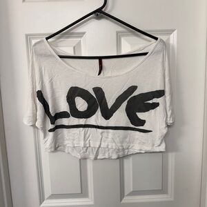 LOVE Graphic Cropped Tee - White/Black